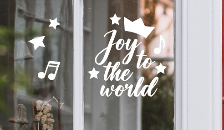 Raamsticker "Joy to the world" (Doos 100 stuks)