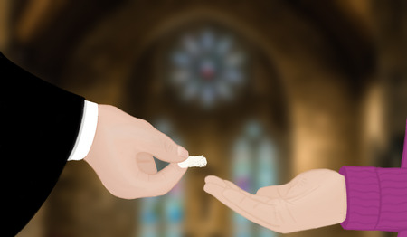 Welke woorden spreek je uit bij het delen van brood en wijn?